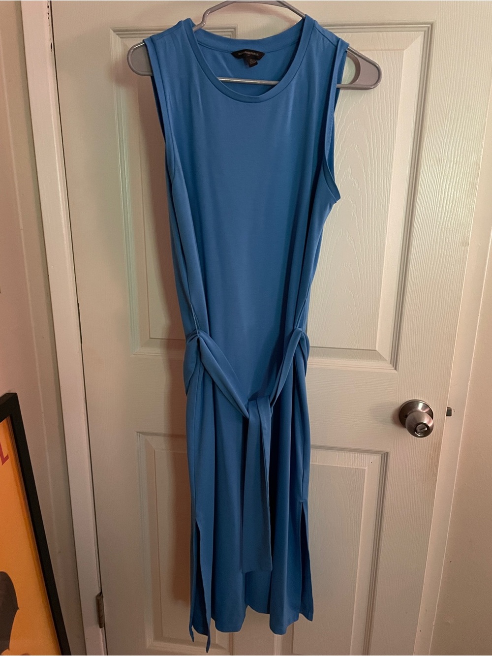 Banana Republic Sky Blue Sleeveless Tie-Waist Midi Dress